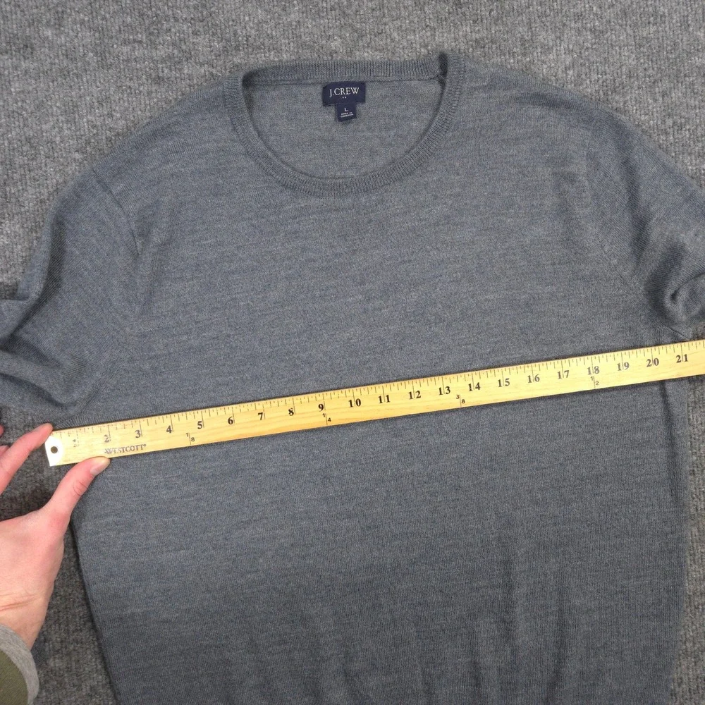 J Crew Sweater Mens L Gray Heather Merino Wool Blend Crewneck Pullover Preppy